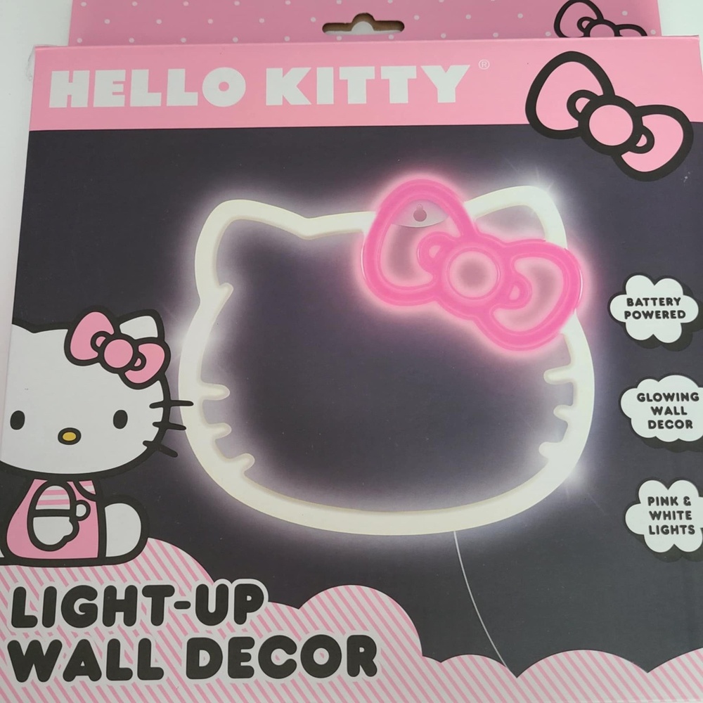 Sanrio Hello Kitty neon pink and white wall light up decor New